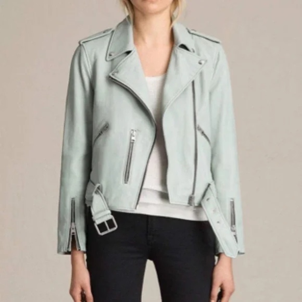 All Saints Balfern Leather Jacket size US 4 great condition